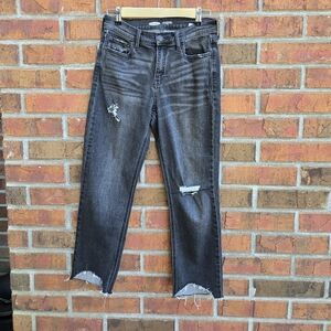 Old Navy High-Waisted Power Slim Straight Ankle Jeans - Black Distressed